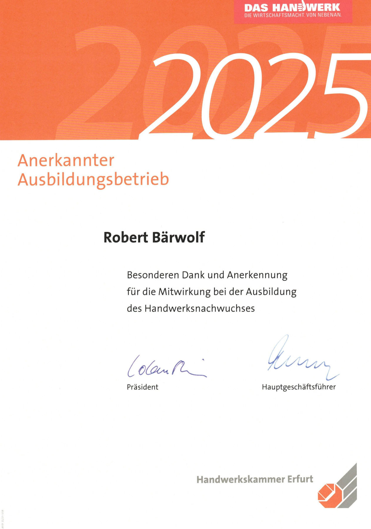 Oldi-Scheune 2025 - Handwerkskammer Erfurt Annerkannter Ausbildungsbetrieb